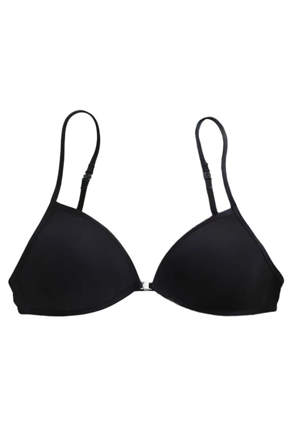 Women Front Closure Push Up Bra Seamless Padded Bra V Neck Plunge Underwire Bras Spaghetti Straps Triangle Bralette