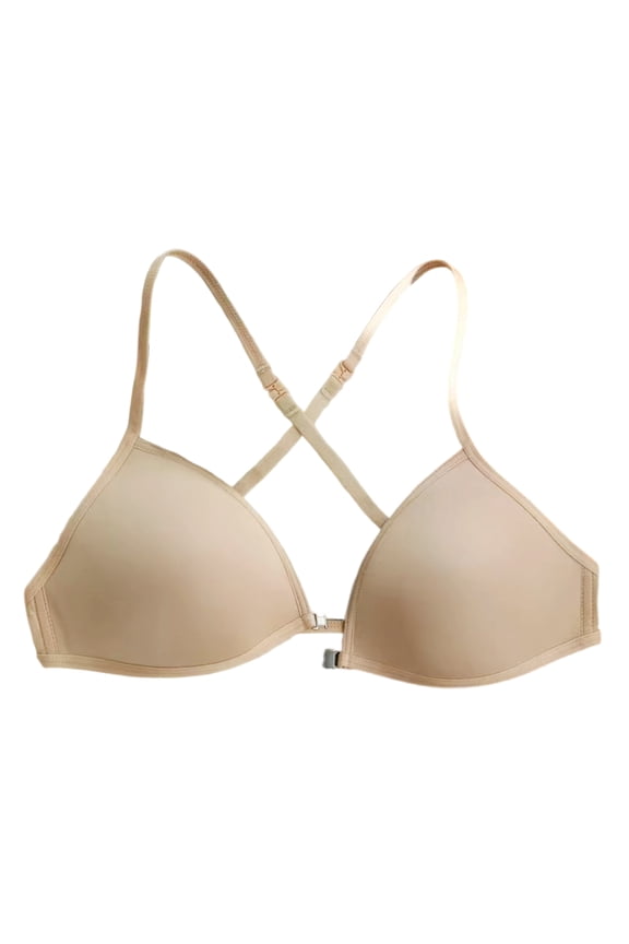 Women Front Closure Push Up Bra Supportive Tshirt Padded Deeps V Plunge Bras Spaghetti Straps Underwire Triangle Bralette