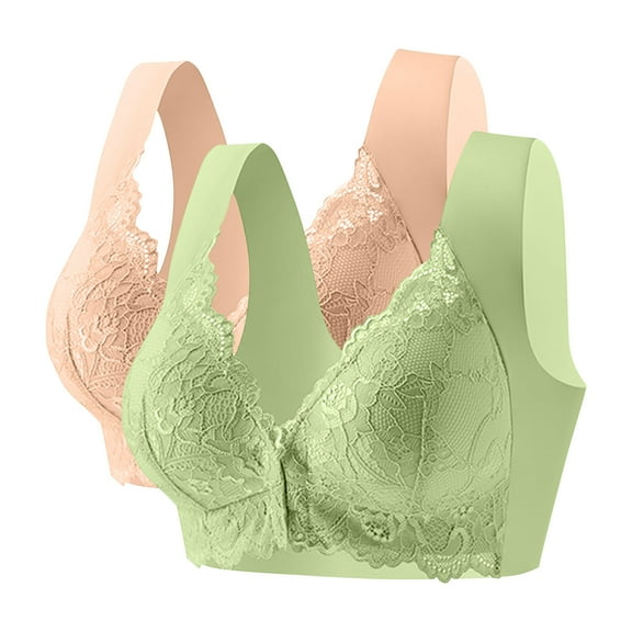 Women Front Closure Support Lace Embroidered Bras Seamless Wireless Push up Daily Brassiere Fashion Beauty Bralette