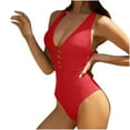 thumbnail image 1 of Women Front Criss Cross Swimsuit Deep V Neck Bathing Suits Backless Solid Color Swimsuit Clearance Swimsuits for Women, 1 of 5