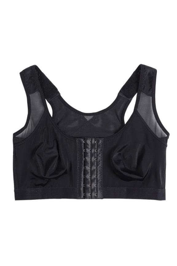 Women Front Fastening Sports Bra Padded Zipped Seamless Racerback Wirefree Yoga Bra