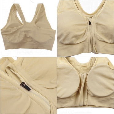 Women's High Impact Front Zipper Sports Bra - Padded, Elastic Straps, Crop Top Style For Yoga & Workout (Sizes M, L, XL, Cups A-D)