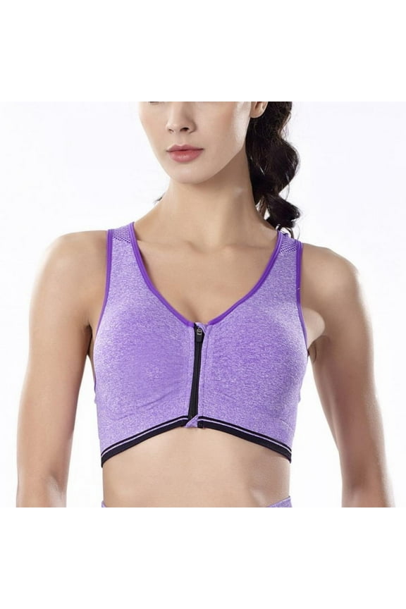 Women Front Zipper Sports Bra Wirefree Padded Push Up Sports Tops Fitness Gym Yoga Workout Bra Sports Bra