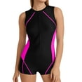 thumbnail image 1 of Women Full Body Boyshort Zipper Bathing Suit Soft Neoprene Fabric Surf Dive Water Sport Swimwear For Ladies,Size:L, 1 of 5