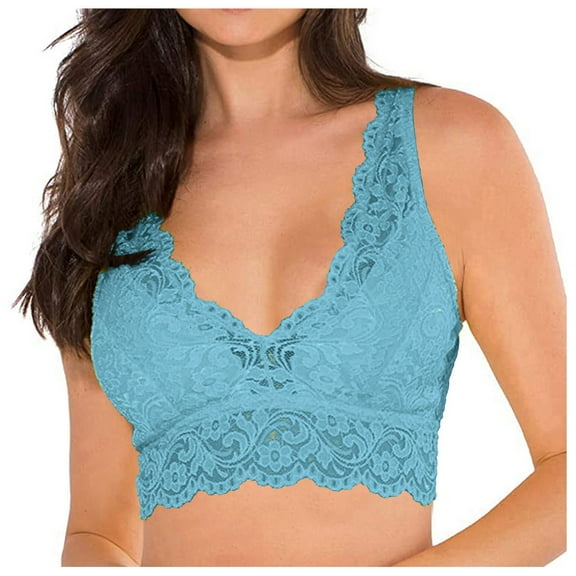 Women Full Coverage Bra Lingerie With Garter Bras Tops Wirefree Comfort Yoga Cami Bras Lace Deep V Braslette Bras