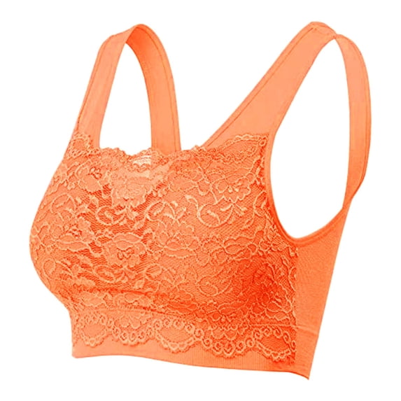 Women Full Coverage Bra Seamless Lace Bras Top With Front Lace Cover Sports Bras