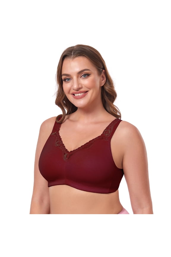 Women Full Coverage Non Padded Wirefree Plus Size Minimizer Cotton Bra 42DD