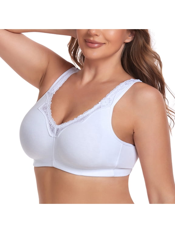 Women Full Coverage Non Padded Wirefree Plus Size Minimizer Cotton Bra 44G