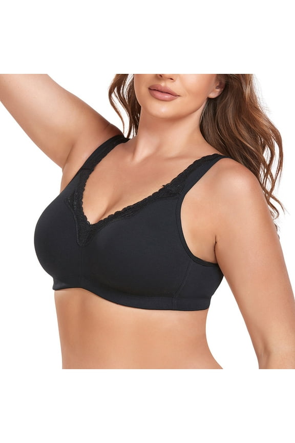 Women Full Coverage Non Padded Wirefree Plus Size Minimizer Cotton Bra 44G