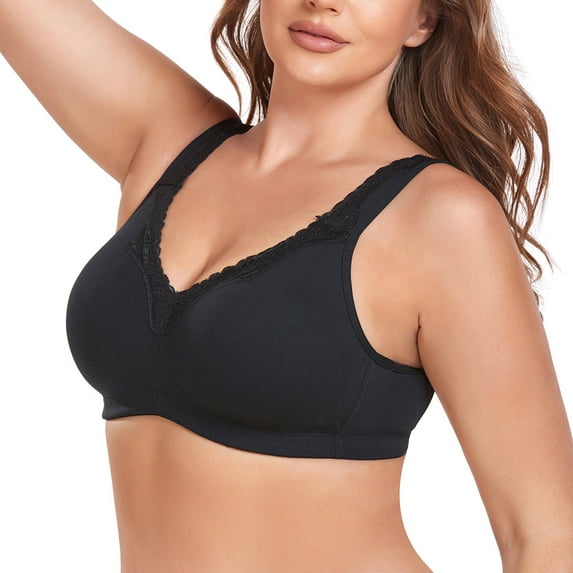 Women Full Coverage Non Padded Wirefree Plus Size Minimizer Cotton Bra 46I