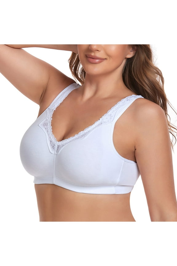 Women Full Coverage Non Padded Wirefree Plus Size Minimizer Cotton Bra 48D