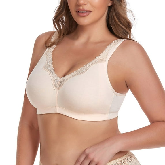Women Full Coverage Non Padded Wirefree Plus Size Minimizer Cotton Bra 48D