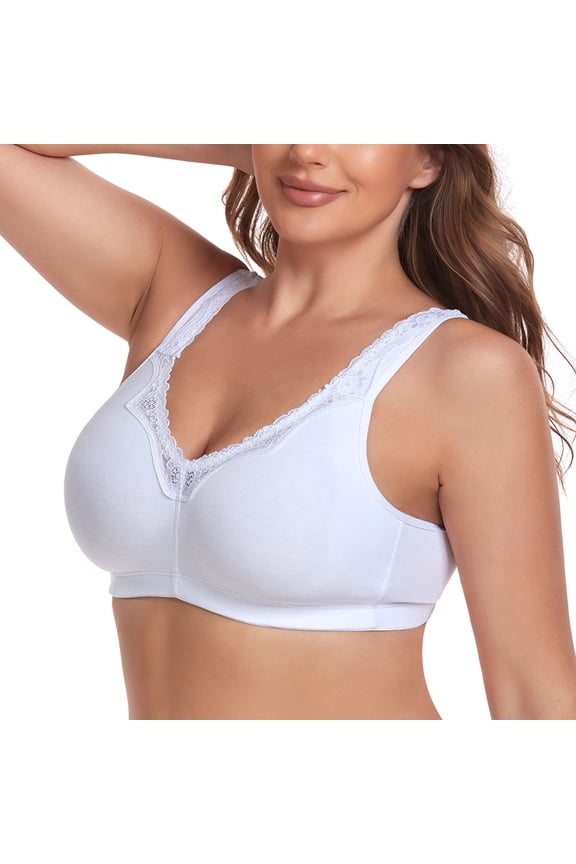 Women Full Coverage Non Padded Wirefree Plus Size Minimizer Cotton Bra 52C