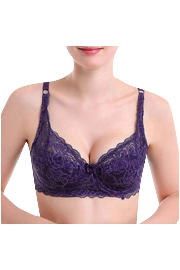 Women Full Cup Bras Breathable Comfort Floral Lace Full Coverage Non Padded Underwired Bra