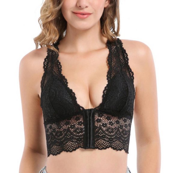 Women Full Cup Ultra-Thin Bra Women Front Buckle Seamless Vest Lace Bra Large Size Underwear Adjustable Sports Breathable Padded Bra