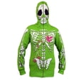 thumbnail image 1 of Women Full Face Mask Skull Skeleton Sweatshirt Halloween Costume Hoodie Green XL, 1 of 3