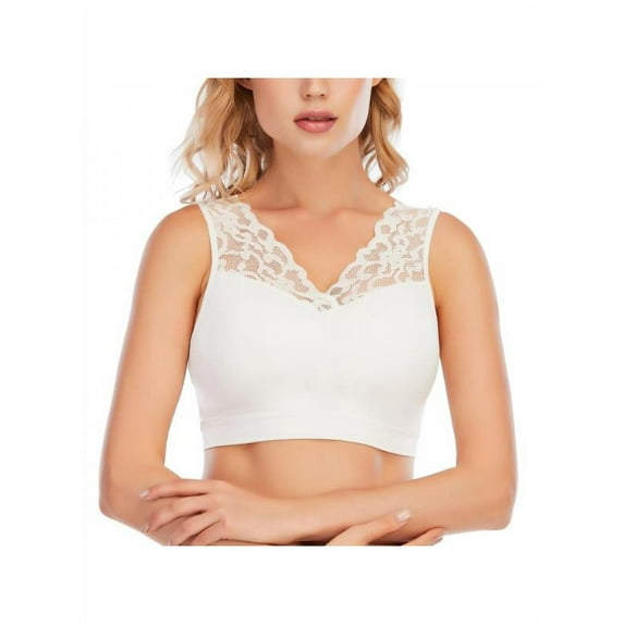 Women Full Figure Plus Size Lace Bras Rimless Sports Tank Tops