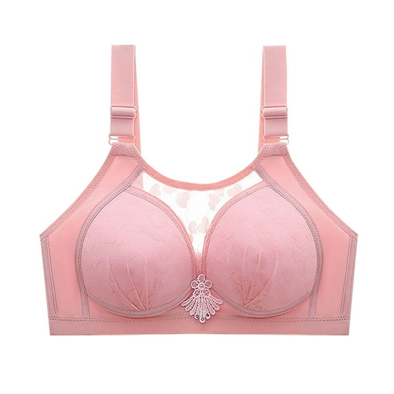 Women Full Figure Wireless Bra Lace Comfort Brassiere Trendy Supportive Underwear No Underwire Full-Coverage Bra U Neck Lingerie