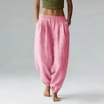 thumbnail image 1 of Women Full Length Pants Baeitkot Women Solid Color with Elastic Waist Casual Clothes Pockets Full Length Pants Pink XXL, 1 of 5