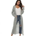 thumbnail image 1 of Women Full Length Thick Maxi Cardigan Duster Long Sleeve Open Front Sweater With Pockets Coat Tops, 1 of 4