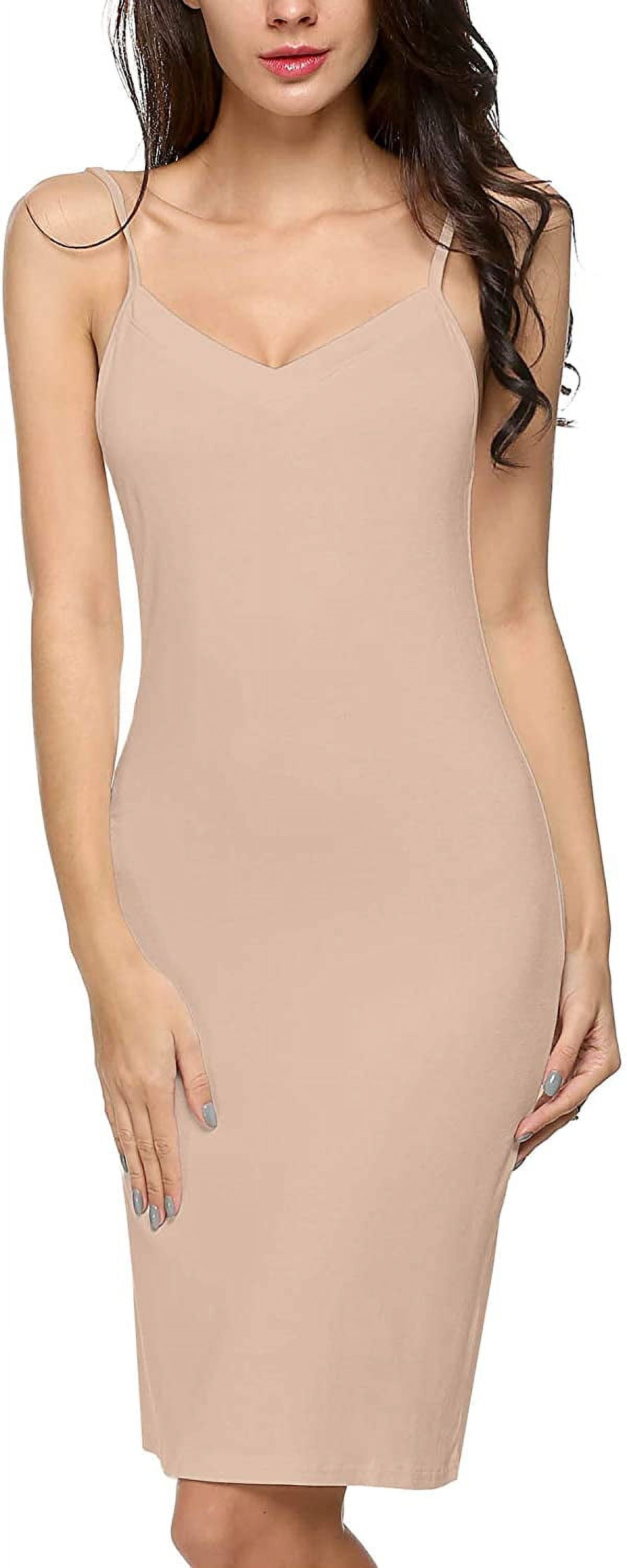 Women Full Slips Cotton Blend V Neck Straight Dress Nightwear