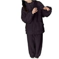 thumbnail image 1 of Women Full Zip Fleece Pajamas Set Long Sleeve Loungewear Winter Plush Jacket Pant 2 Piece Outfits Casual Sleepwear Warm Sherpa Soft Pjs, 1 of 4