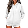 thumbnail image 1 of Women Full Zip Hooded Jacket Sevevn Drawstring Dual Side Pockets Long Sleeve Loose Casual Sweatshirt Outerwear For Spring Fall Daily Wear, 1 of 9