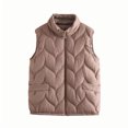 thumbnail image 1 of Women Full Zip Quilted Vest Outerwear Plus Size Cotton Padded Stand Collar Sleeveless Puffer Jacket with Pockets (4XL, Coffee), 1 of 3