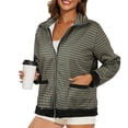 thumbnail image 1 of Women Full Zip Up Flannel Hoodie Comfy Drawstring Sweatshirt Long Sleeve Shacket With Pockets, 1 of 6
