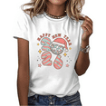 thumbnail image 1 of Women Funny 2026 New Year Round Neck Printed Cotton T Shirt Graphic Tees Tops Donut Disco Ball Party T Shirt White S-5XL, 1 of 4