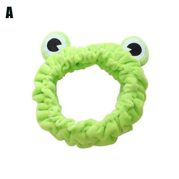 Women Funny Frog Makeup Headband Cute Soft Green Frog Shape Wide-brimmed Bands Elastic Hairbands Hair