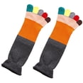 thumbnail image 1 of Women Funny Rainbow Colorful Split Toe Socks Harajuku Japanese Style Contrast Color Patchwork Ribbed Five Finger Separated Mid Tube Hosiery, 1 of 18