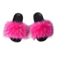 thumbnail image 1 of Women Fur Slides Sandal with Soft Furry Faux Fox Fur Lovely House Outdoor Slippers for Ladies Multicolor, 1 of 3