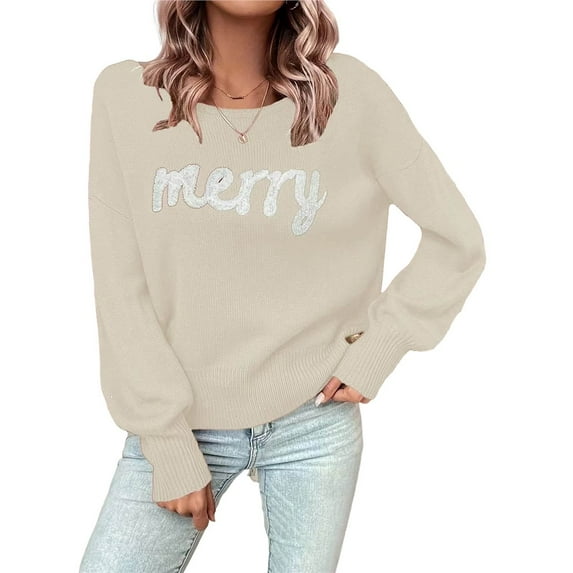 Women Furry Pattern Xmas Sweatshirt Loose O Neck Long Sleeves Pullover Tops Knit S