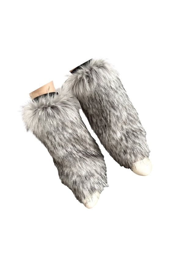 Women Furs Leg Warmer Winter Furry Long Boot Cuffs Fuzzy Shoe Cover Party Costume for Holiday Festival Performances Play