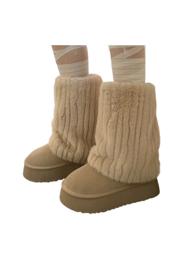 Women Furs Leg Warmer Winter Furry Long Boot Cuffs Fuzzy Shoe Cover Party Costume for Holiday Festival Performances Play