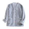 thumbnail image 1 of Women Fuzzy Fleece Jacket Long Sleeve Button Down Coat Plush Warm Winter Sleepwear with Pockets Soft Sherpa, 1 of 8