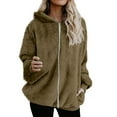 thumbnail image 1 of Women Fuzzy Fleece Jackets, Women's Long Sleeve Full Zip Winter Soft Warm Fleece Jacket Zip up Hoodies Casual Lightweight Hooded Sweatshirts Brown L, 1 of 7
