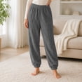 thumbnail image 1 of Women Fuzzy Fleece Jogger Loungewear Pants Winter Warm Pajama Bottoms One Size, 1 of 9