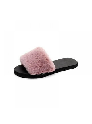 FurinFashion RHS-11 Real Mink Fur Slippers For Women Girls  Ladies Woman's Outdoor Genuine Mink Furry Slides Footwear Shoes Sliders  Sandals Customized Fluffy Fuzzy Shaggy Hairy Big Fur (13, Rose red) 