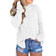 thumbnail image 1 of Women Fuzzy Knitted Sweater Sherpa Fleece Fall Winter Split Jumper, 1 of 3