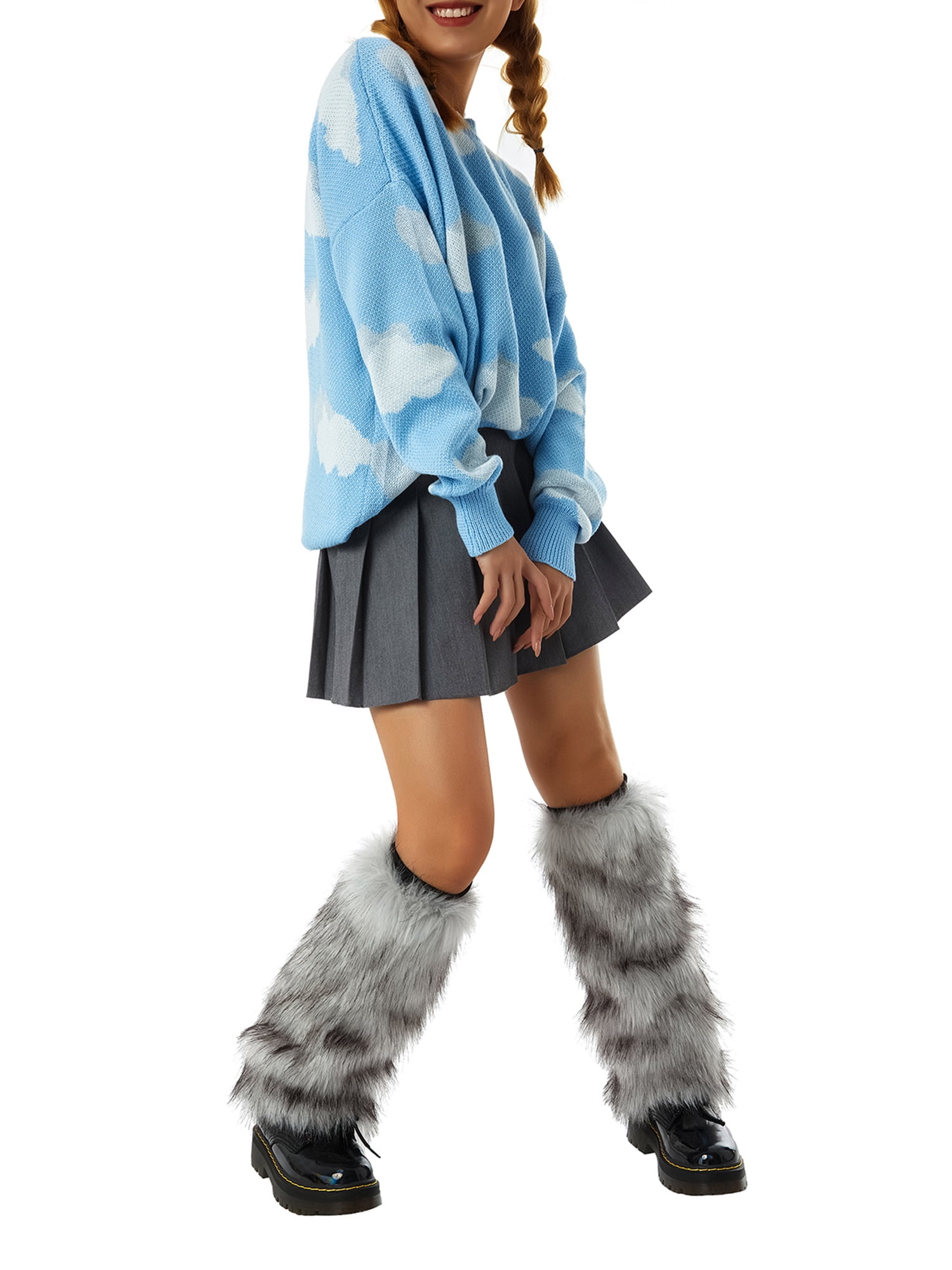 Women Fuzzy Leg Warmers Cute Faux Fur Plush Boot Covers Knee High Leg Warmer  Winter Fashion Warm Socks 