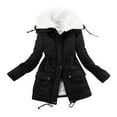 thumbnail image 1 of Women Fuzzy Sherpa Jackets Lamb Wool Padded Coat Faux Shearling Warm Hooded Fuzzy Winter Overcoat, 1 of 6