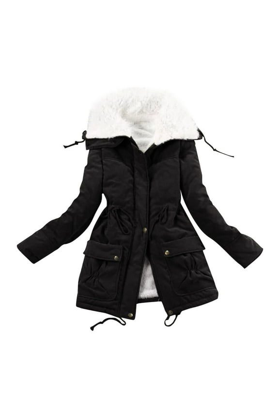 Women Fuzzy Sherpa Jackets Lamb Wool Padded Coat Faux Shearling Warm Hooded Fuzzy Winter Overcoat