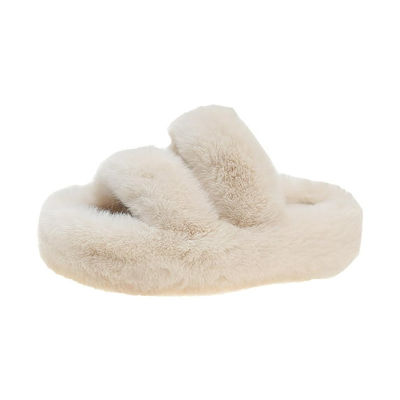 Women Fuzzy Slippers Fashion Warm Winter Slippers for Indoor Outdoor Bedroom 36