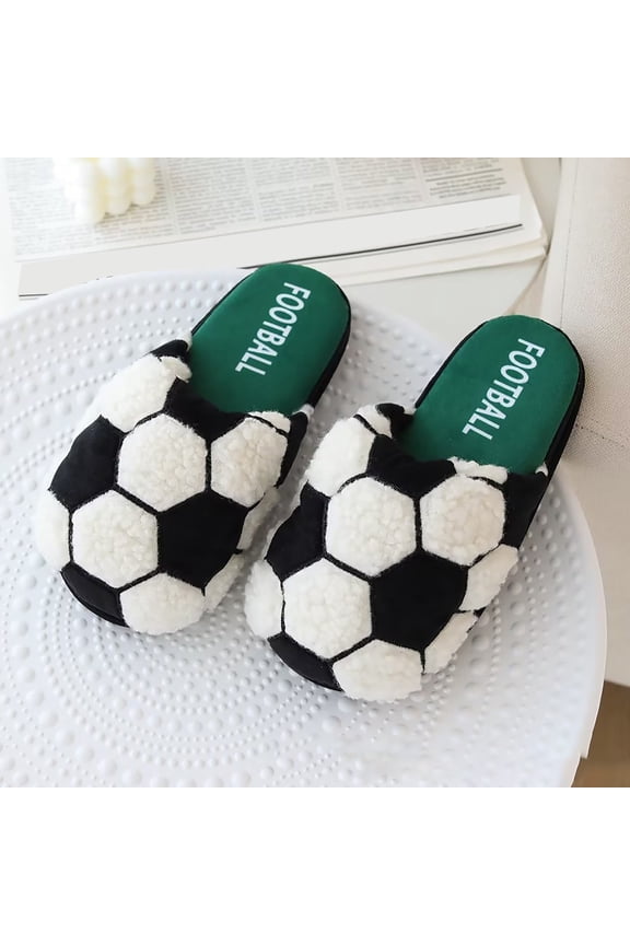 Women Fuzzy Slippers Non- Plush Warm cute pattern Autumn And Winter Football Basketball Baseball Parent Child Slippers Cute Indoor Non Home Slippers C CN:M/US:6