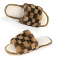 thumbnail image 1 of Women Fuzzy Slippers, Soft Cozy Plush Furry Fur Non-Slip Open Toe Slides, 1 of 9
