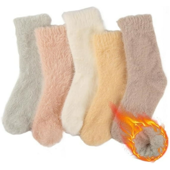 Women Fuzzy Socks Cozy Fluffy Socks Topboutique Winter Warm Slipper Socks Microfiber Soft Home Sleeping Socks Plush Soft Socks 5 Pairs