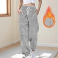 thumbnail image 1 of Women Fuzzy Wide Leg Pants Winter Warm Trousers Comfy Thermal Casual Loose Fleece Sweatpants with Pocket New Womens Trousers Long Gray XXL, 1 of 5