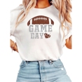thumbnail image 1 of Women Game Day Football Graphic Tees Cotton Crew Neck Printed T-Shirt Tops White S-5XL, 1 of 4